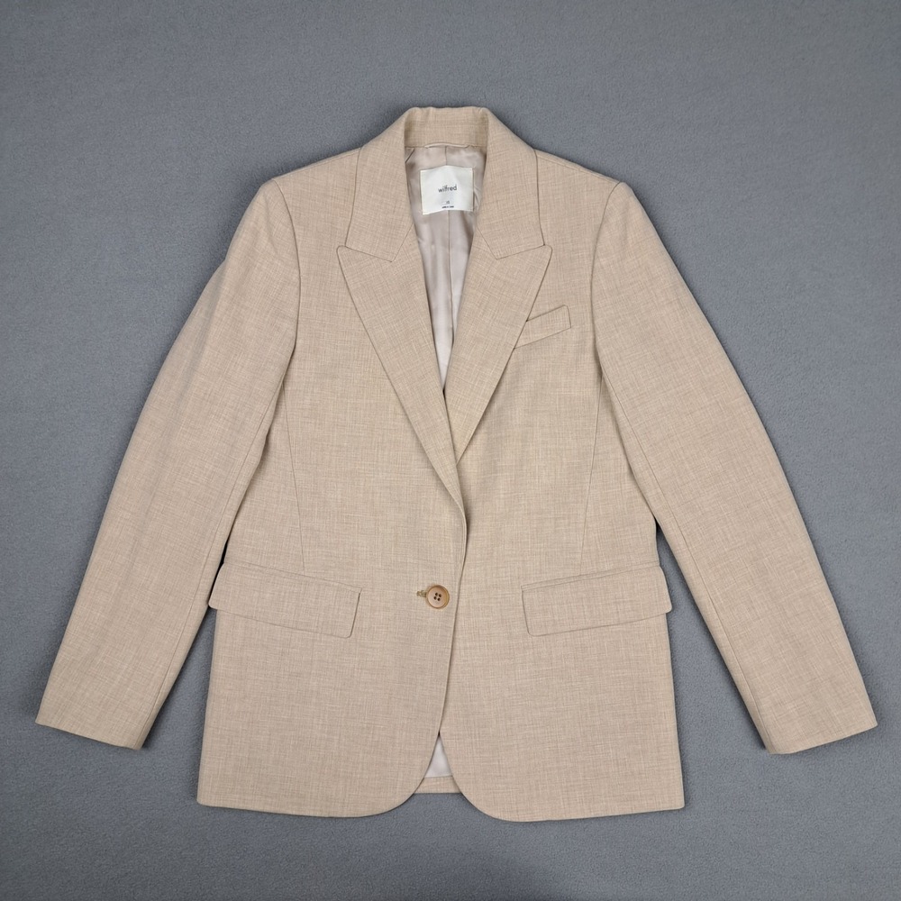 Wilfred Blazer Womens XS Taupe Single Button Coat Career Formal‎ Relaxed Lined